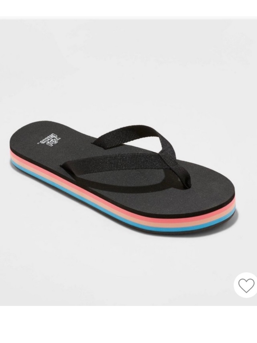 Wild Fable black thong sandals with blue pink color soles arch support size 8